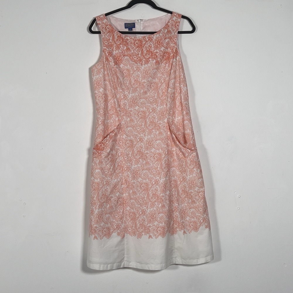 Pendleton Sleeveless Shift Dress Women Sz 10 Orange Paisley‎ Print